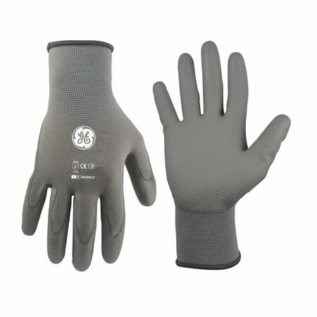 GE PU Dipped Gloves, 15 GA, Gray, 12 Pair, L GG205LC